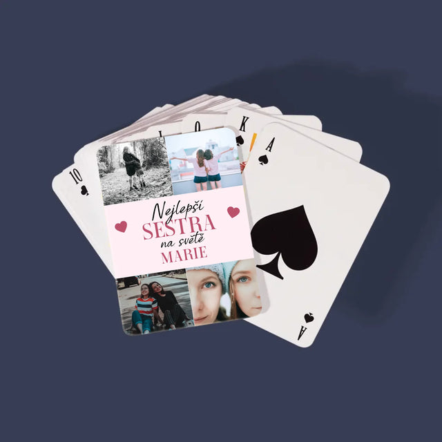 Fotokoláž: Nejlepší Sestra - Hrací Karty