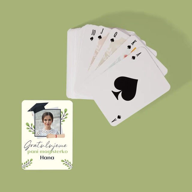 Fotka A Textem: Gratulujeme Paní Magisterko - Hrací Karty