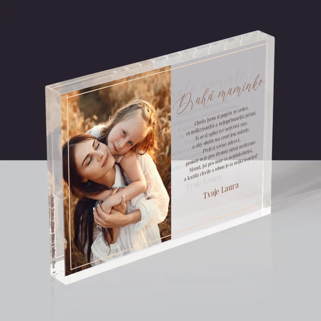 Fotka A Textem: Drahá Maminko - Akrylový Blok