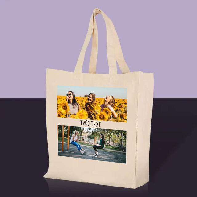 Fotokoláž: 2 Fotky A Nápis - Plátěná Taška