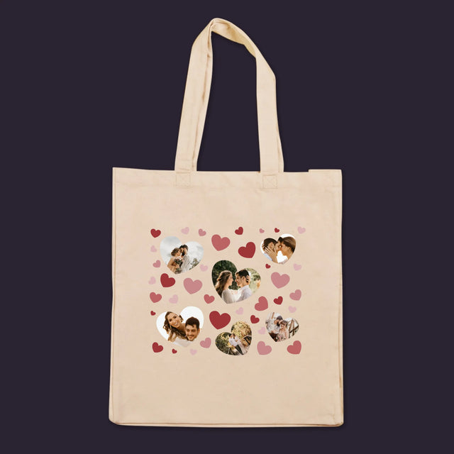 Fotokoláž: Srdce Fotka - Plátěná Taška