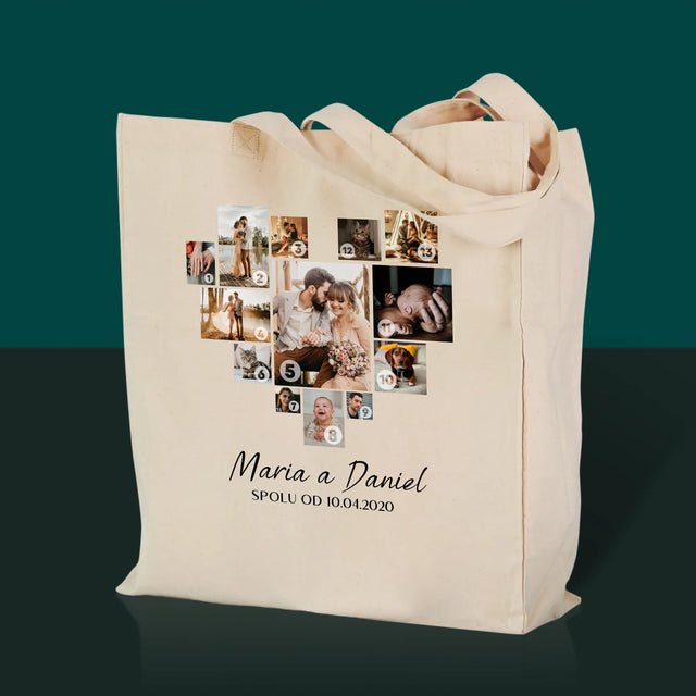 Fotokoláž: Srdce Koláž - Plátěná Taška