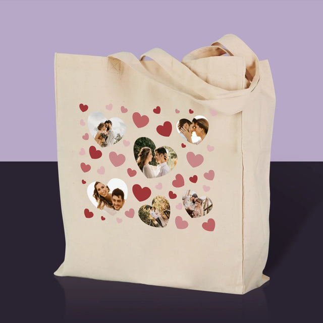 Fotokoláž: Srdce Fotka - Plátěná Taška