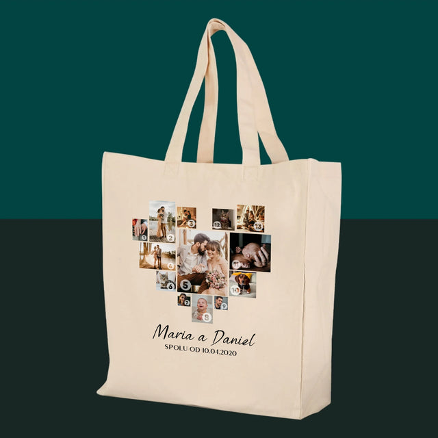 Fotokoláž: Srdce Koláž - Plátěná Taška