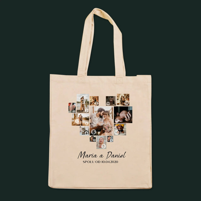 Fotokoláž: Srdce Koláž - Plátěná Taška