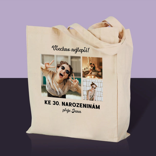 Fotokoláž: Narozeniny - Plátěná Taška