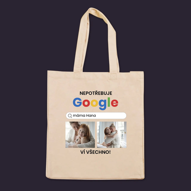 Fotokoláž: Nepotřebuji Google - Plátěná Taška