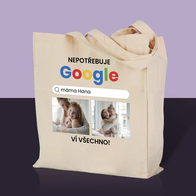 Fotokoláž: Nepotřebuji Google - Plátěná Taška