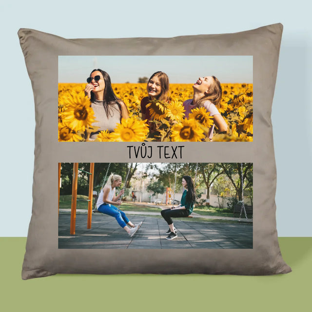 Fotokoláž: 2 Fotky A Nápis - Polštář