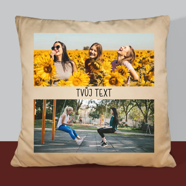 Fotokoláž: 2 Fotky A Nápis - Polštář