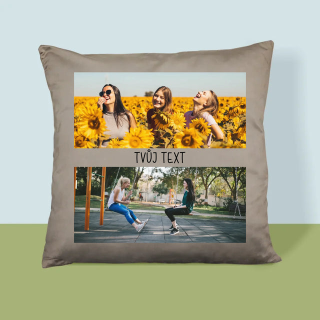 Fotokoláž: 2 Fotky A Nápis - Polštář