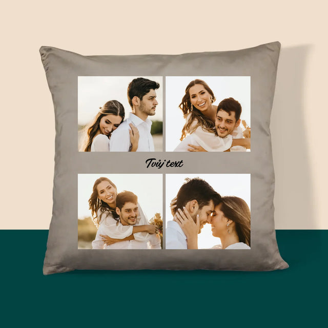 Fotokoláž: 4 Fotky A Nápis - Polštář