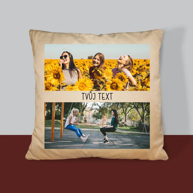Fotokoláž: 2 Fotky A Nápis - Polštář