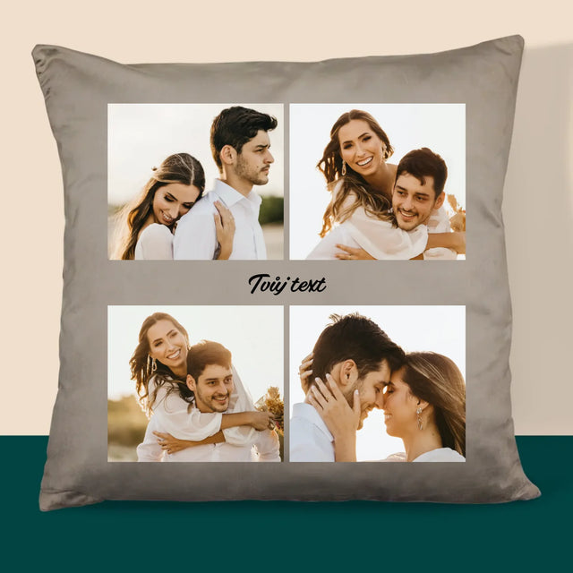 Fotokoláž: 4 Fotky A Nápis - Polštář