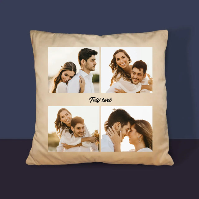 Fotokoláž: 4 Fotky A Nápis - Polštář