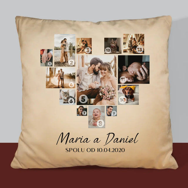 Fotokoláž: Srdce Koláž - Polštář