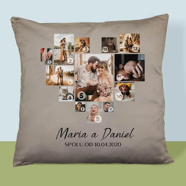 Fotokoláž: Srdce Koláž - Polštář