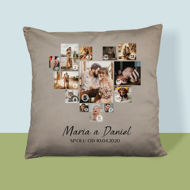 Fotokoláž: Srdce Koláž - Polštář