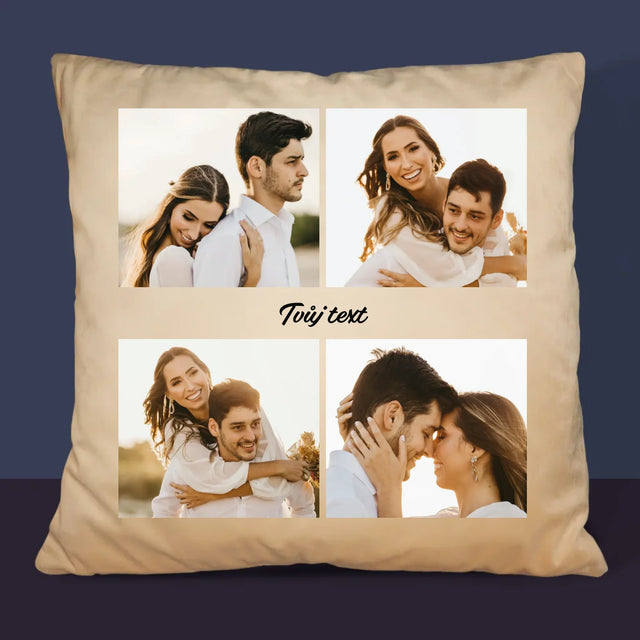 Fotokoláž: 4 Fotky A Nápis - Polštář
