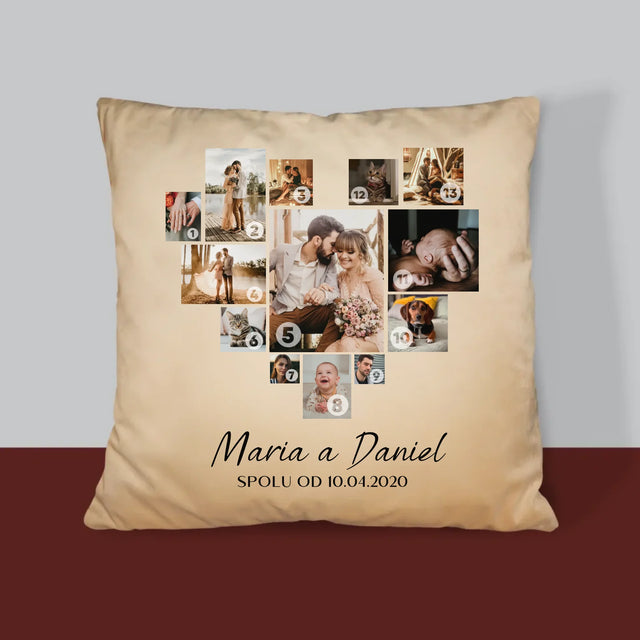 Fotokoláž: Srdce Koláž - Polštář
