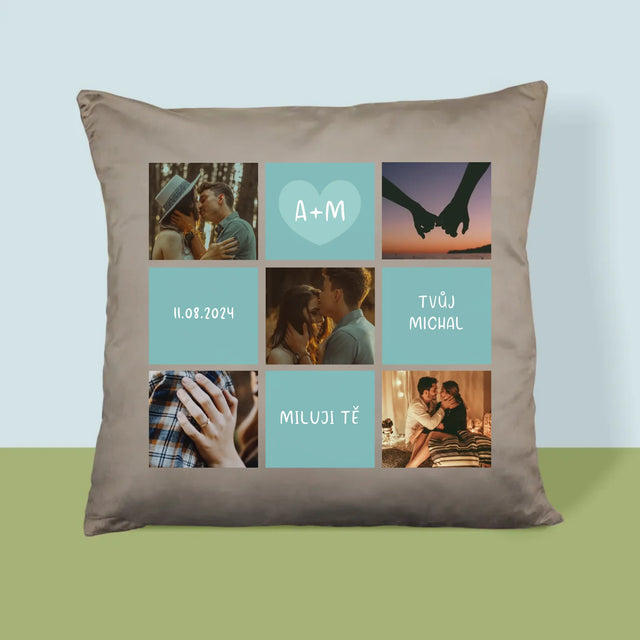Fotokoláž: Miluji Tě Iniciály - Polštář