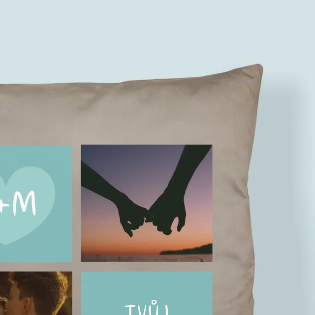 Fotokoláž: Miluji Tě Iniciály - Polštář