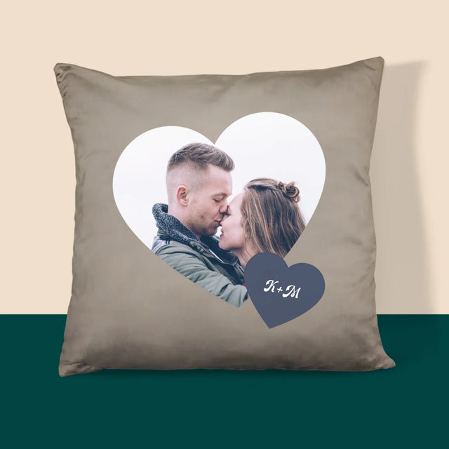 Fotokoláž: Iniciály Srdce - Polštář