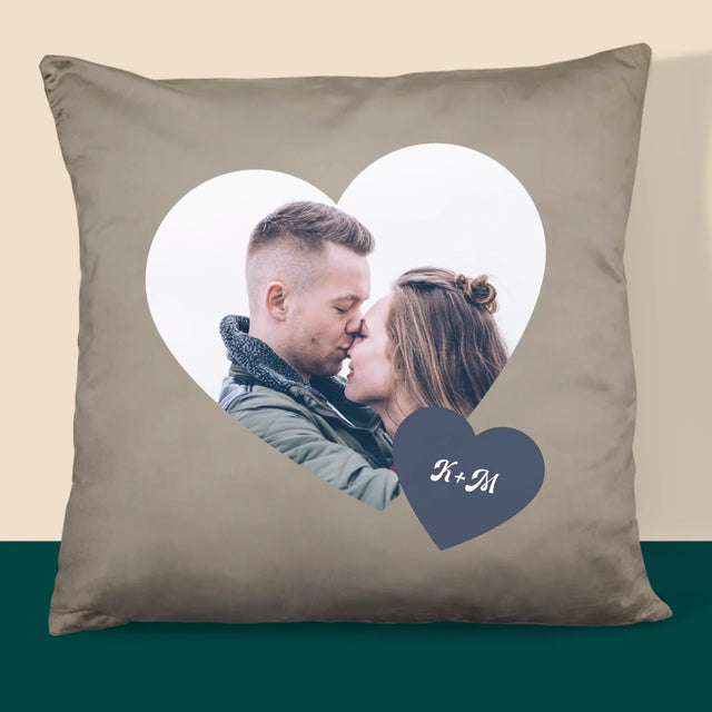 Fotokoláž: Iniciály Srdce - Polštář