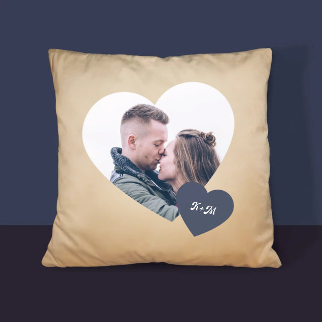 Fotokoláž: Iniciály Srdce - Polštář