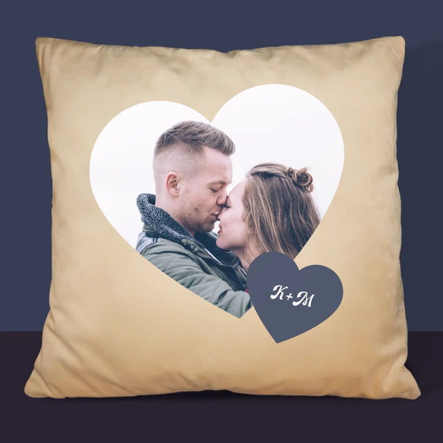 Fotokoláž: Iniciály Srdce - Polštář