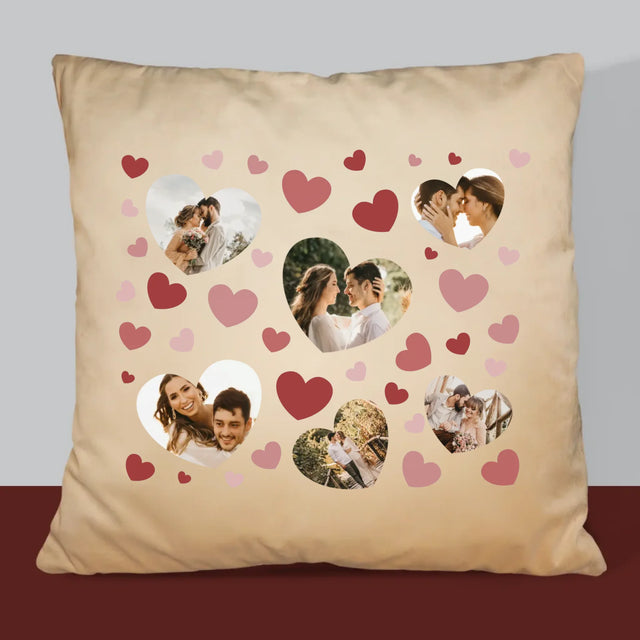 Fotokoláž: Srdce Fotka - Polštář