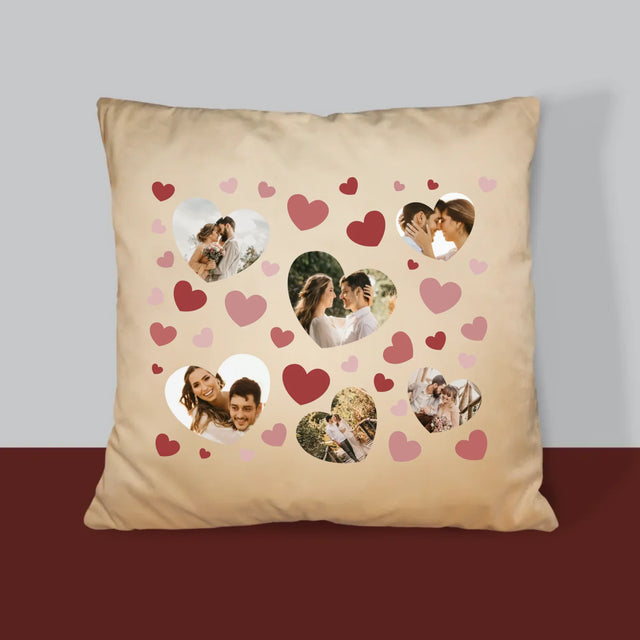 Fotokoláž: Srdce Fotka - Polštář