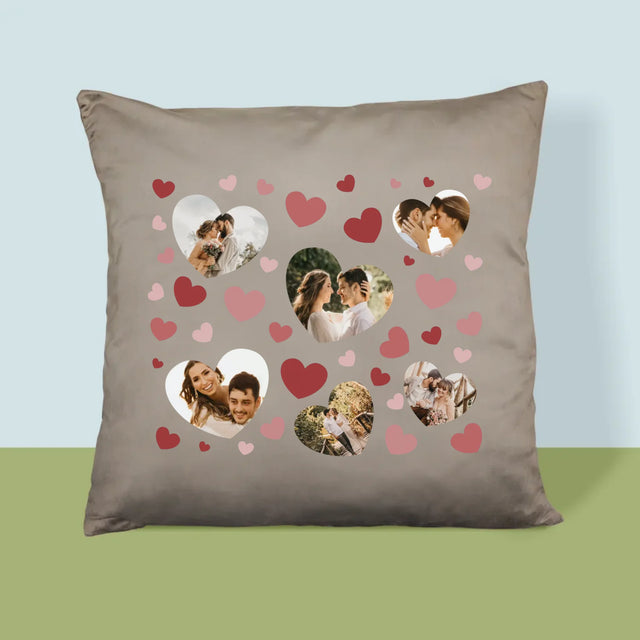 Fotokoláž: Srdce Fotka - Polštář