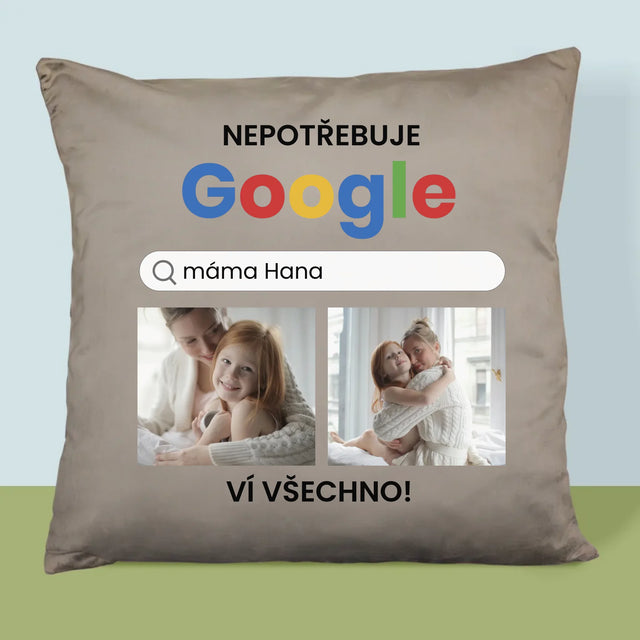 Fotokoláž: Nepotřebuji Google - Polštář