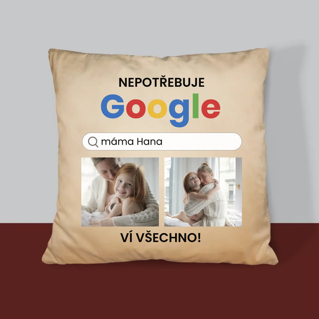 Fotokoláž: Nepotřebuji Google - Polštář