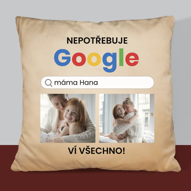Fotokoláž: Nepotřebuji Google - Polštář