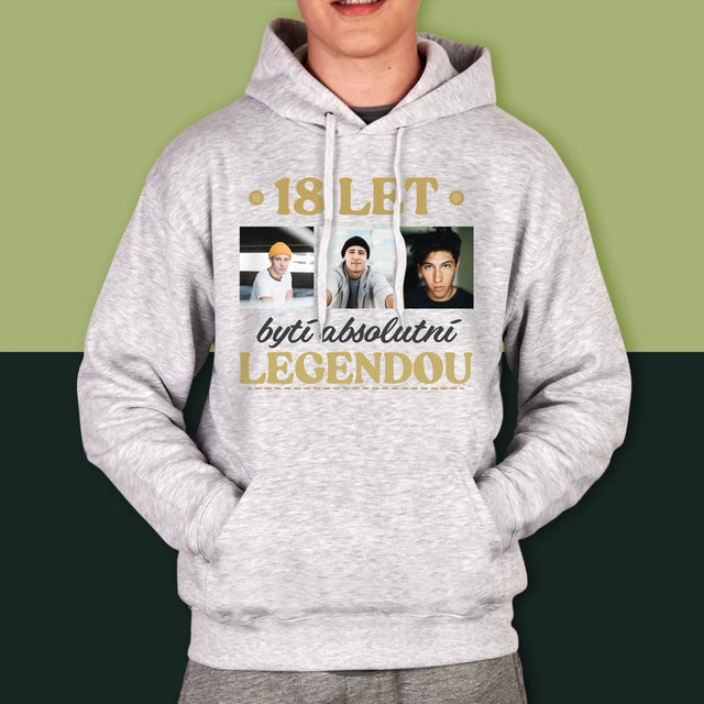 Fotokoláž: 18 Let Bytí Legendou - Pánská Mikina S Kapuci