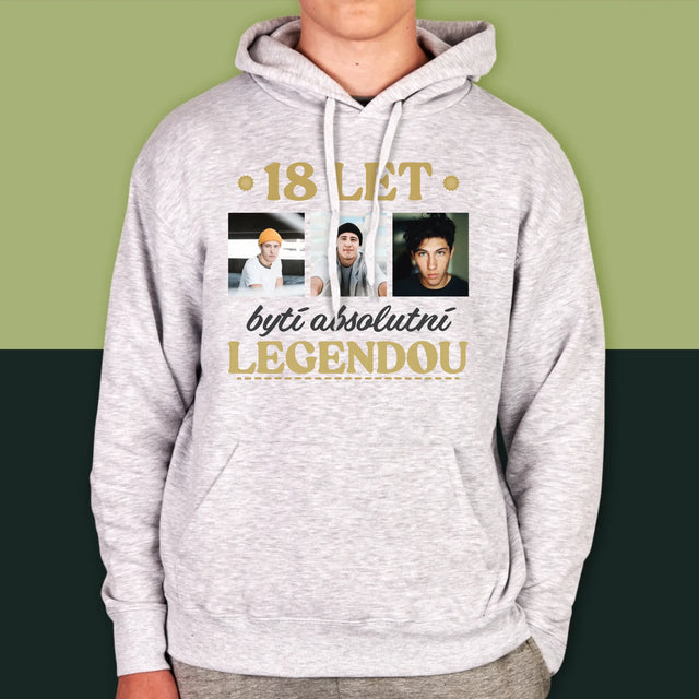 Fotokoláž: 18 Let Bytí Legendou - Pánská Mikina S Kapuci