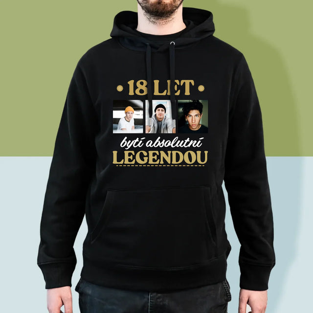 Fotokoláž: 18 Let Bytí Legendou - Pánská Mikina S Kapuci