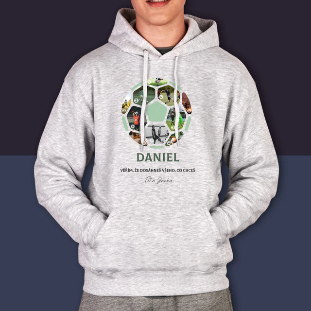 Fotokoláž: Fotbalová Fotografická Koláž - Pánská Mikina S Kapuci