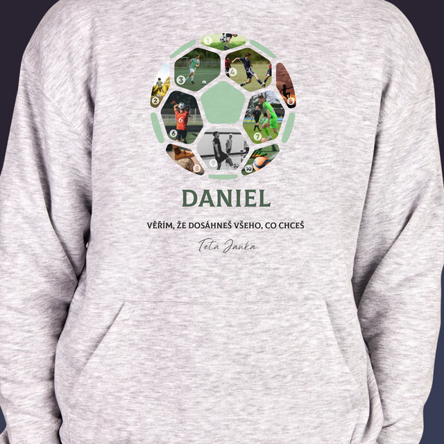 Fotokoláž: Fotbalová Fotografická Koláž - Pánská Mikina S Kapuci