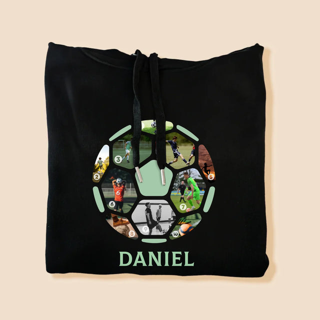 Fotokoláž: Fotbalová Fotografická Koláž - Pánská Mikina S Kapuci