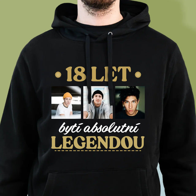 Fotokoláž: 18 Let Bytí Legendou - Pánská Mikina S Kapuci