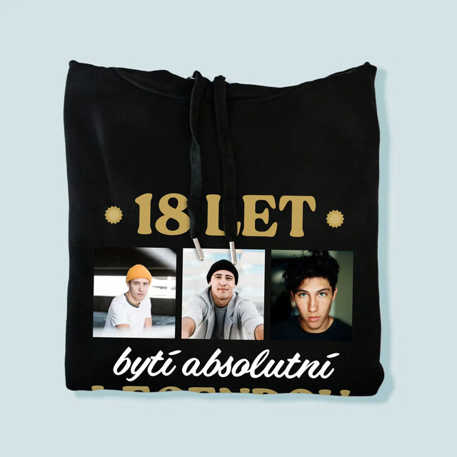 Fotokoláž: 18 Let Bytí Legendou - Pánská Mikina S Kapuci
