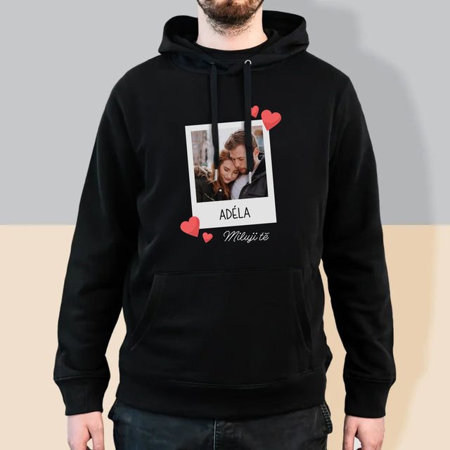 Fotka A Textem: Miluji Tě Fotka - Pánská Mikina S Kapuci