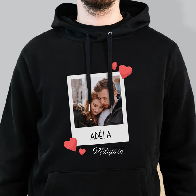 Fotka A Textem: Miluji Tě Fotka - Pánská Mikina S Kapuci