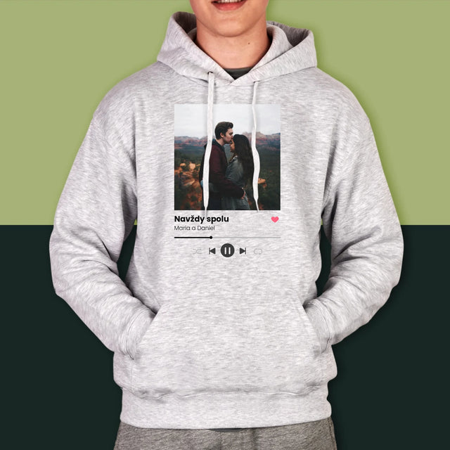 Fotka A Textem: Spotify S Vlastní Fotkou - Pánská Mikina S Kapuci