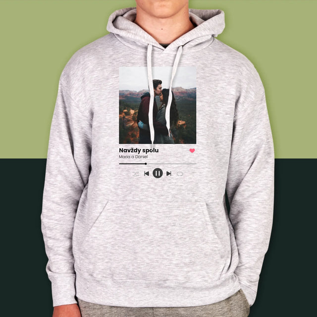 Fotka A Textem: Spotify S Vlastní Fotkou - Pánská Mikina S Kapuci