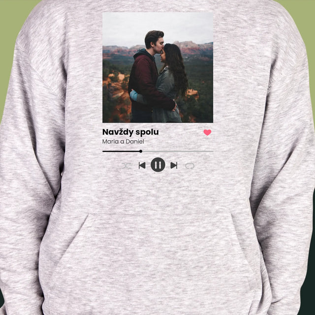 Fotka A Textem: Spotify S Vlastní Fotkou - Pánská Mikina S Kapuci