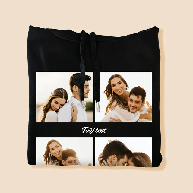 Fotokoláž: 4 Fotky A Nápis - Pánská Mikina S Kapuci